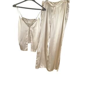 Reformation Madrid Silk Pant Top Set in Ivory NWT